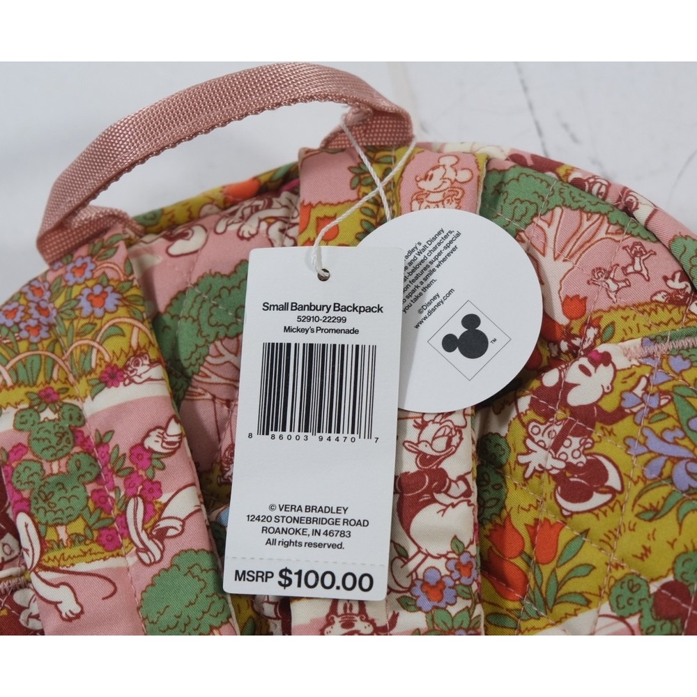 Vera Bradley Backpack Womens Small Pink Mickeys Promenade Banbury Quilted Disney - Picture 4 of 4